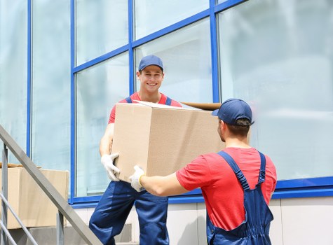 Moving van servicing a residential street in Hither Green