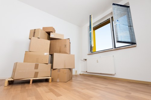 Removal van and boxes prepared for a Hither Green home move