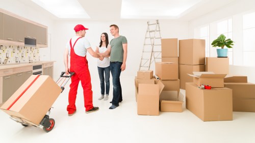 Packed household items ready for a local move in Hither Green